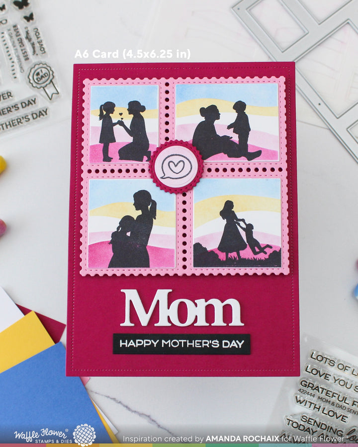 Waffle Flower - Postage Collage Mom Silhouettes Stamp Set