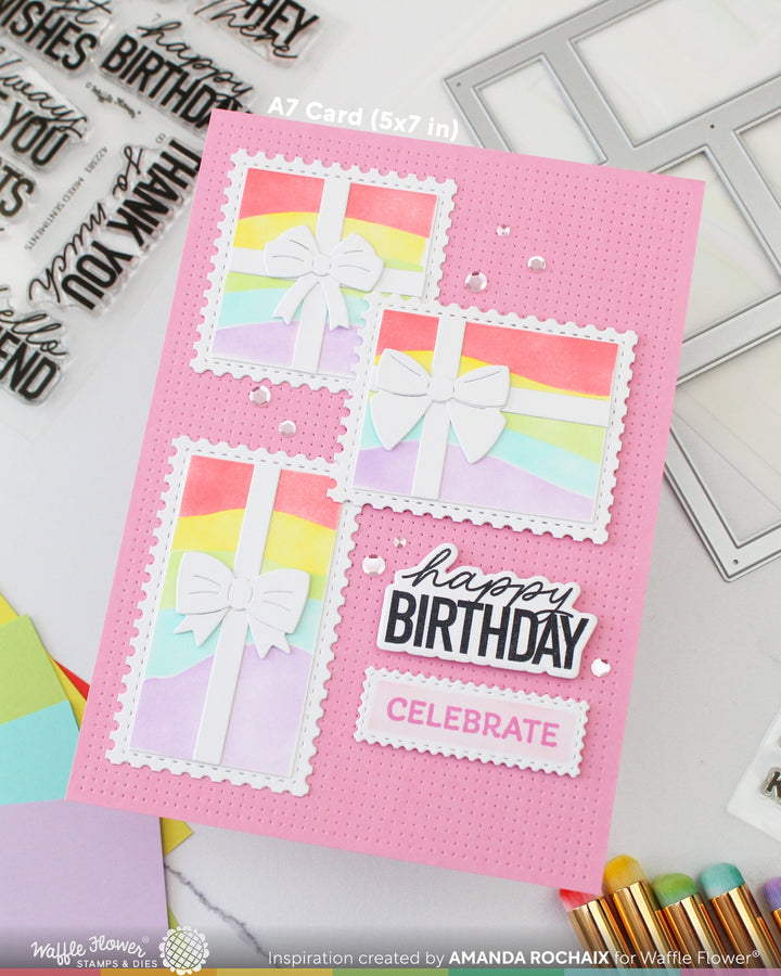 Waffle Flower - Postage Collage A7 Wavy Lines Stencil
