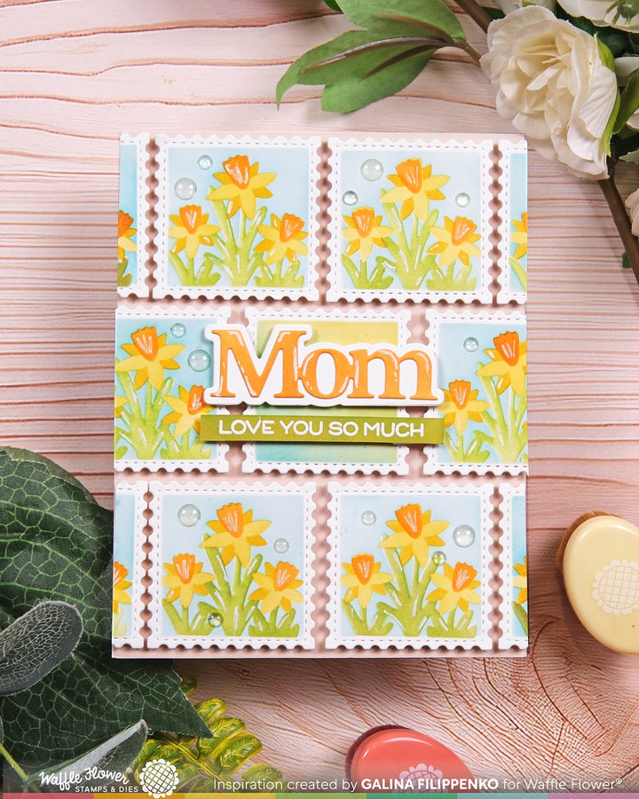 Waffle Flower - Square Postage Daffodil Stencil