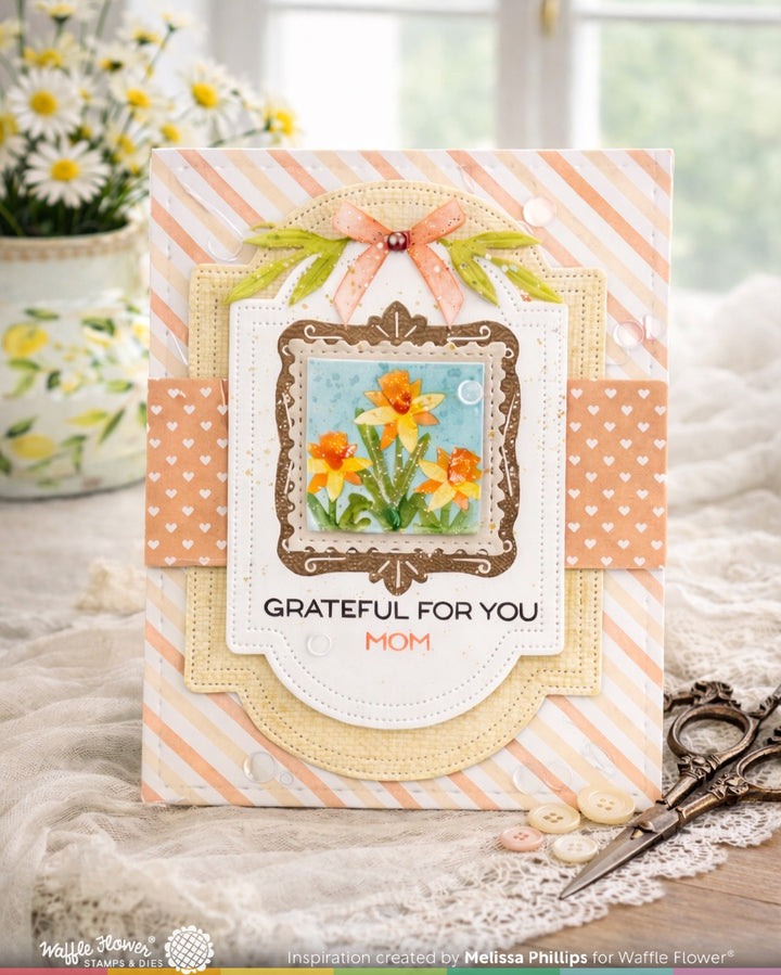 Waffle Flower - Square Postage Daffodil Stencil