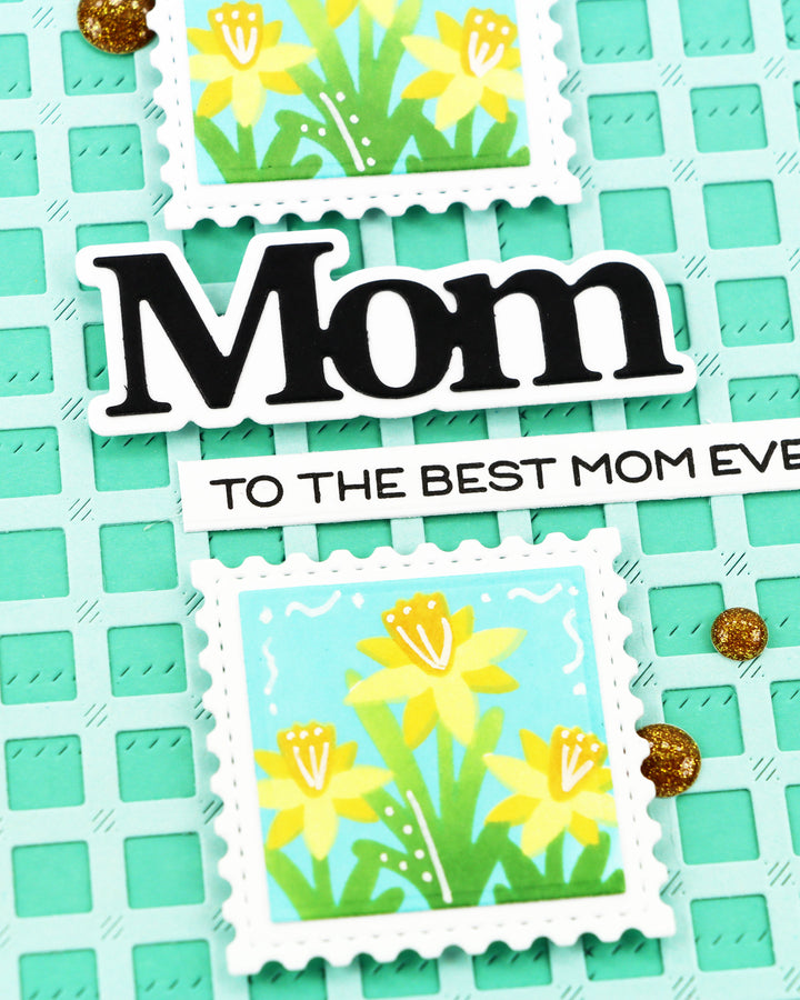 Waffle Flower - Square Postage Daffodil Stencil