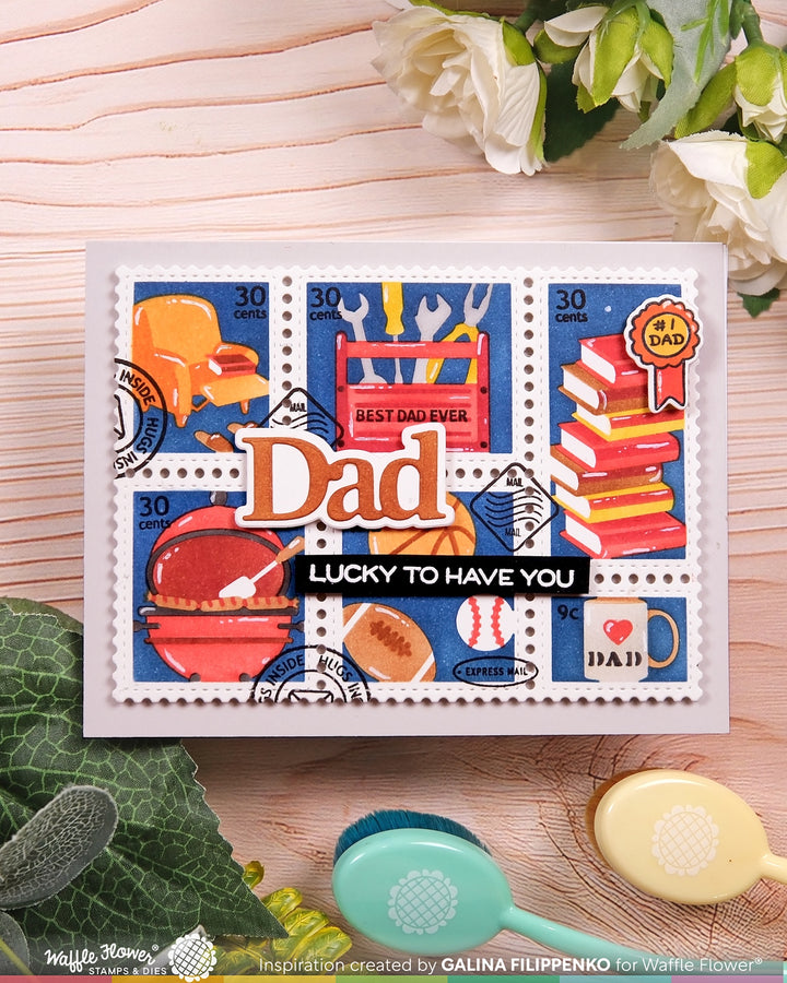 Waffle Flower - Postage Collage Dad Stencil