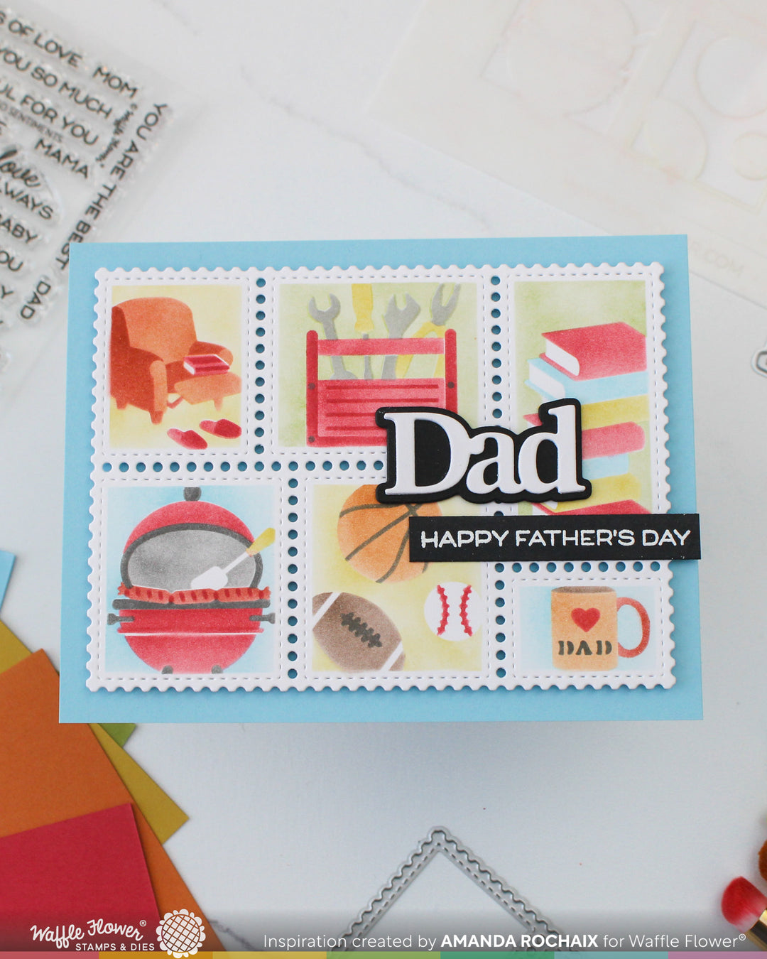 Waffle Flower - Postage Collage Dad Stencil