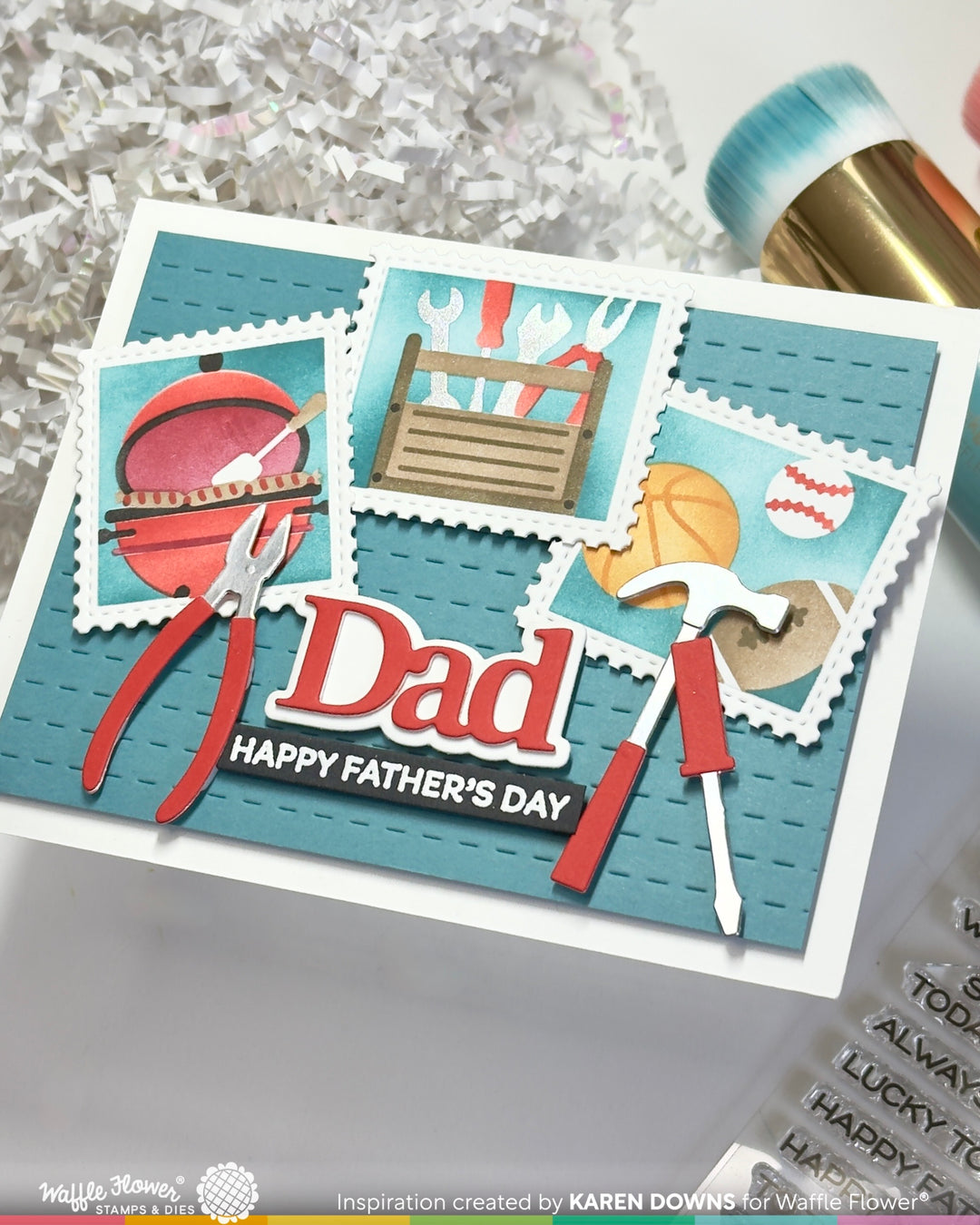 Waffle Flower - Postage Collage Dad Stencil