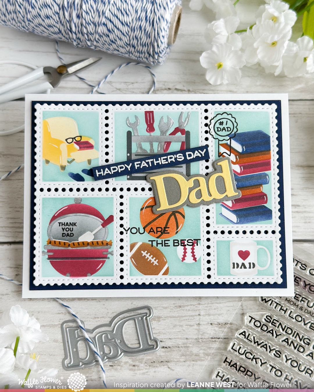 Waffle Flower - Postage Collage Dad Stencil