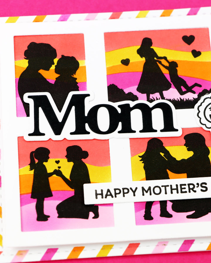 Waffle Flower - Postage Collage Mom Silhouettes Stamp Set