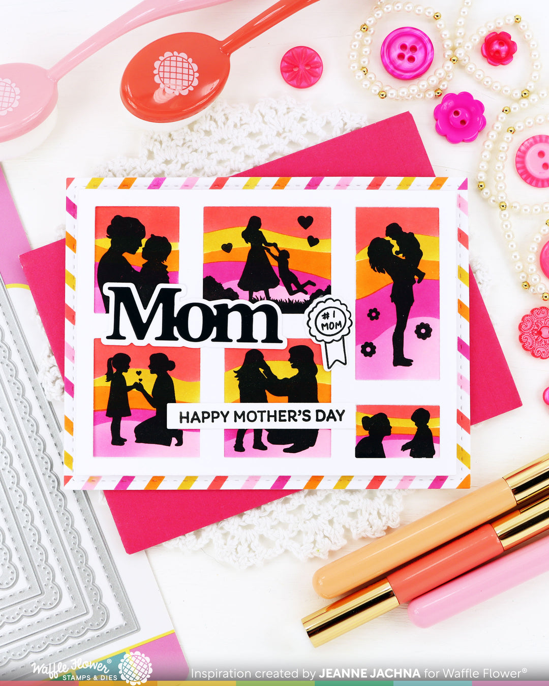 Waffle Flower - Postage Collage Mom Silhouettes Stamp Set
