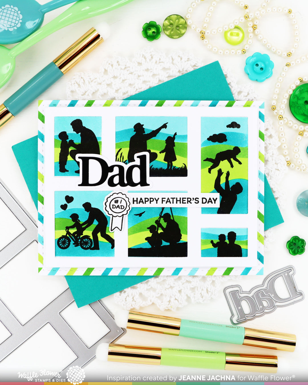 Waffle Flower - Postage Collage Dad Silhouettes Stamp Set