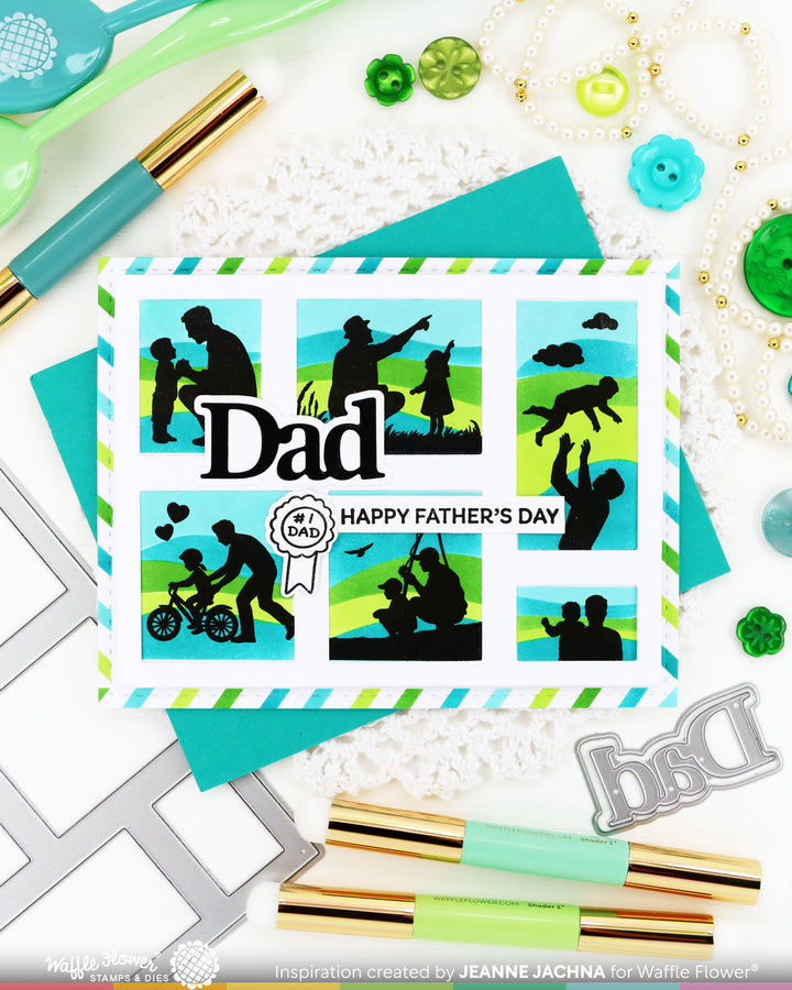 Waffle Flower - Postage Collage Dad Silhouettes Stamp Set
