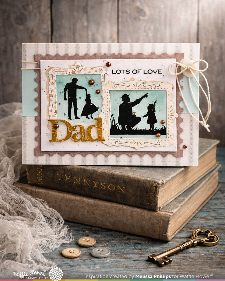 Waffle Flower - Postage Collage Dad Silhouettes Stamp Set