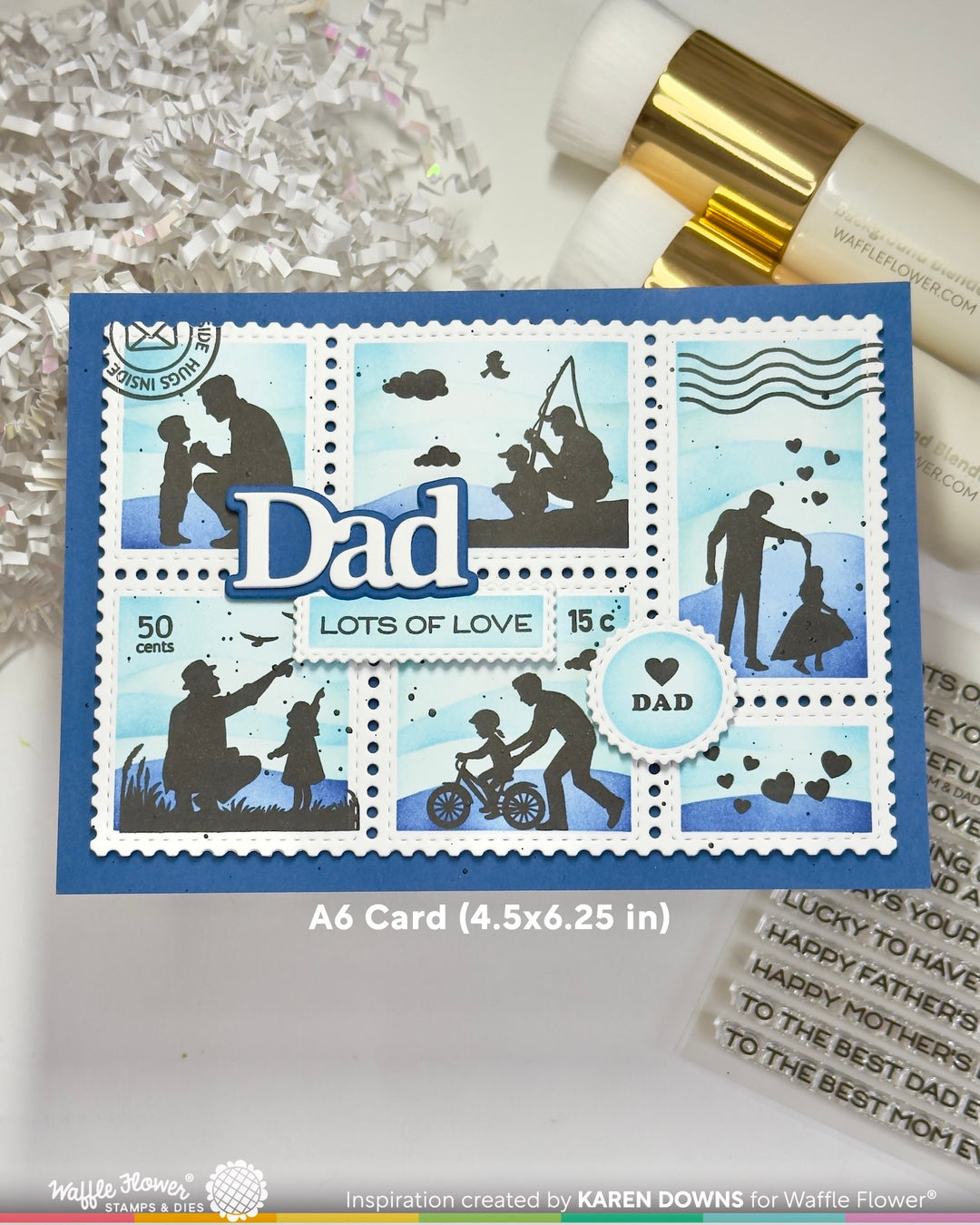 Waffle Flower - Postage Collage Dad Silhouettes Stamp Set
