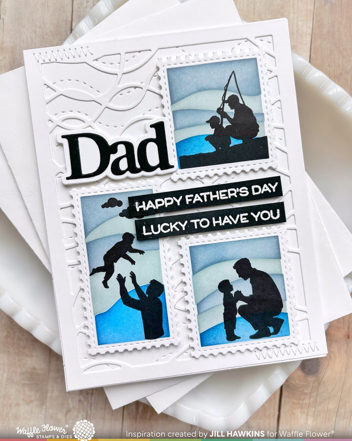 Waffle Flower - Postage Collage Dad Silhouettes Stamp Set