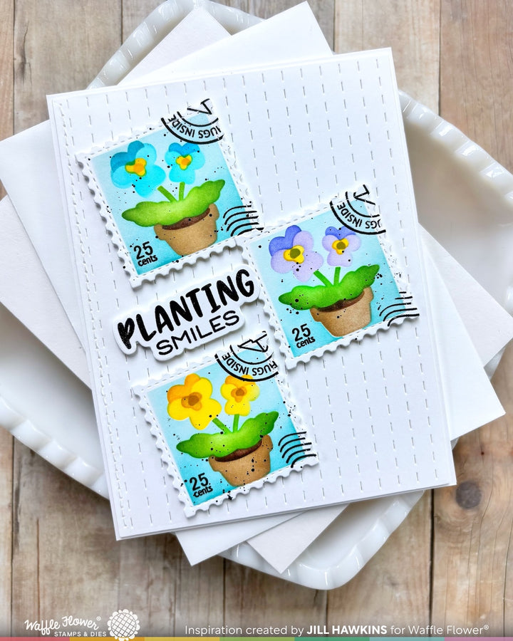 Waffle Flower - Square Postage - Pansy Stencil