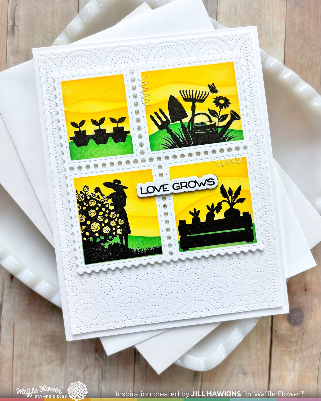 Waffle Flower - Postage Collage Garden Silhouettes Stamp Set