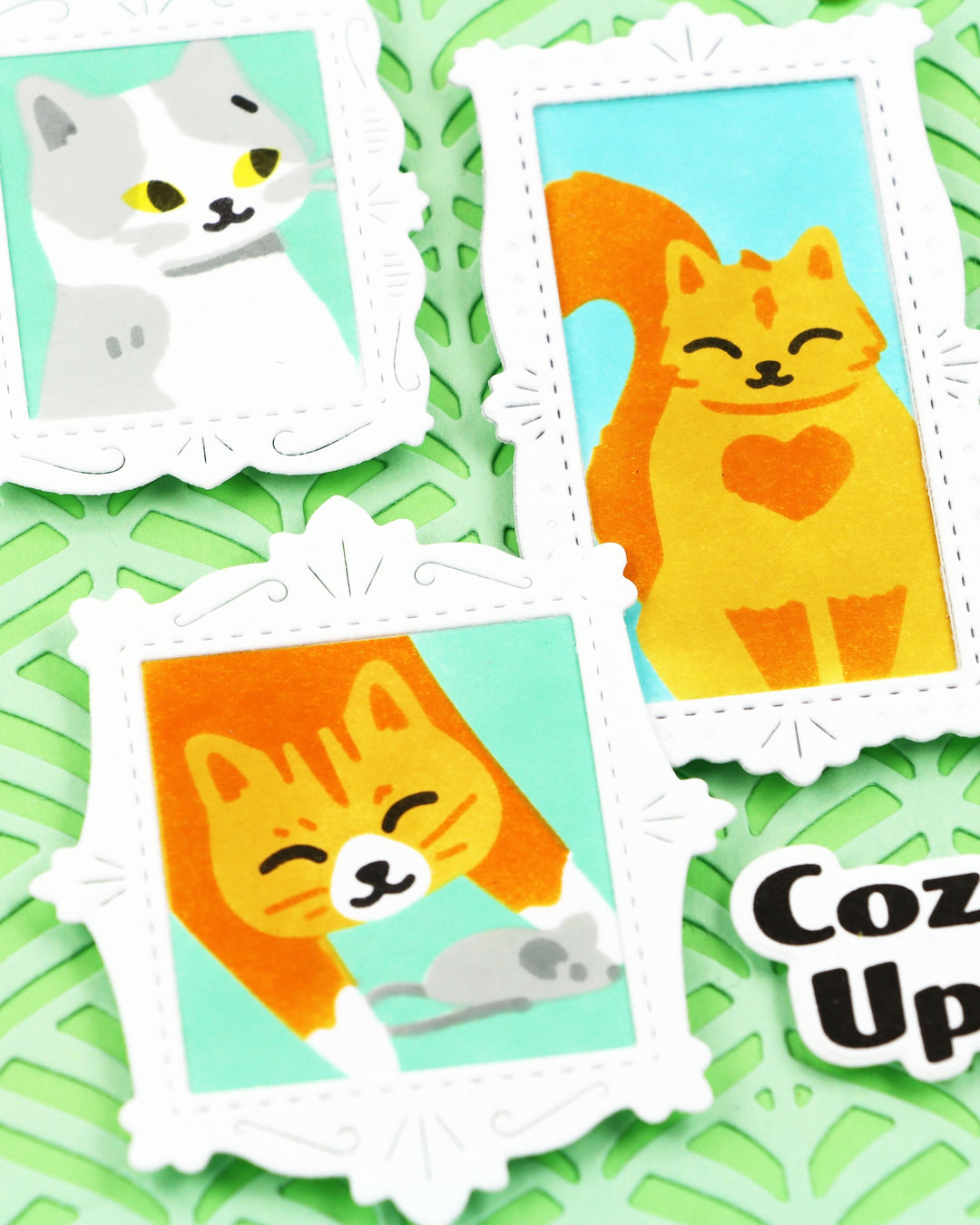 Waffle Flower - Postage Collage Meow Stencil