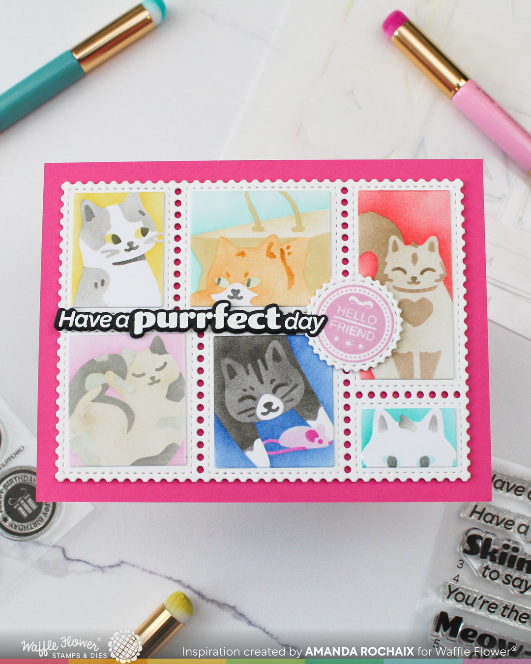Waffle Flower - Postage Collage Meow Stencil