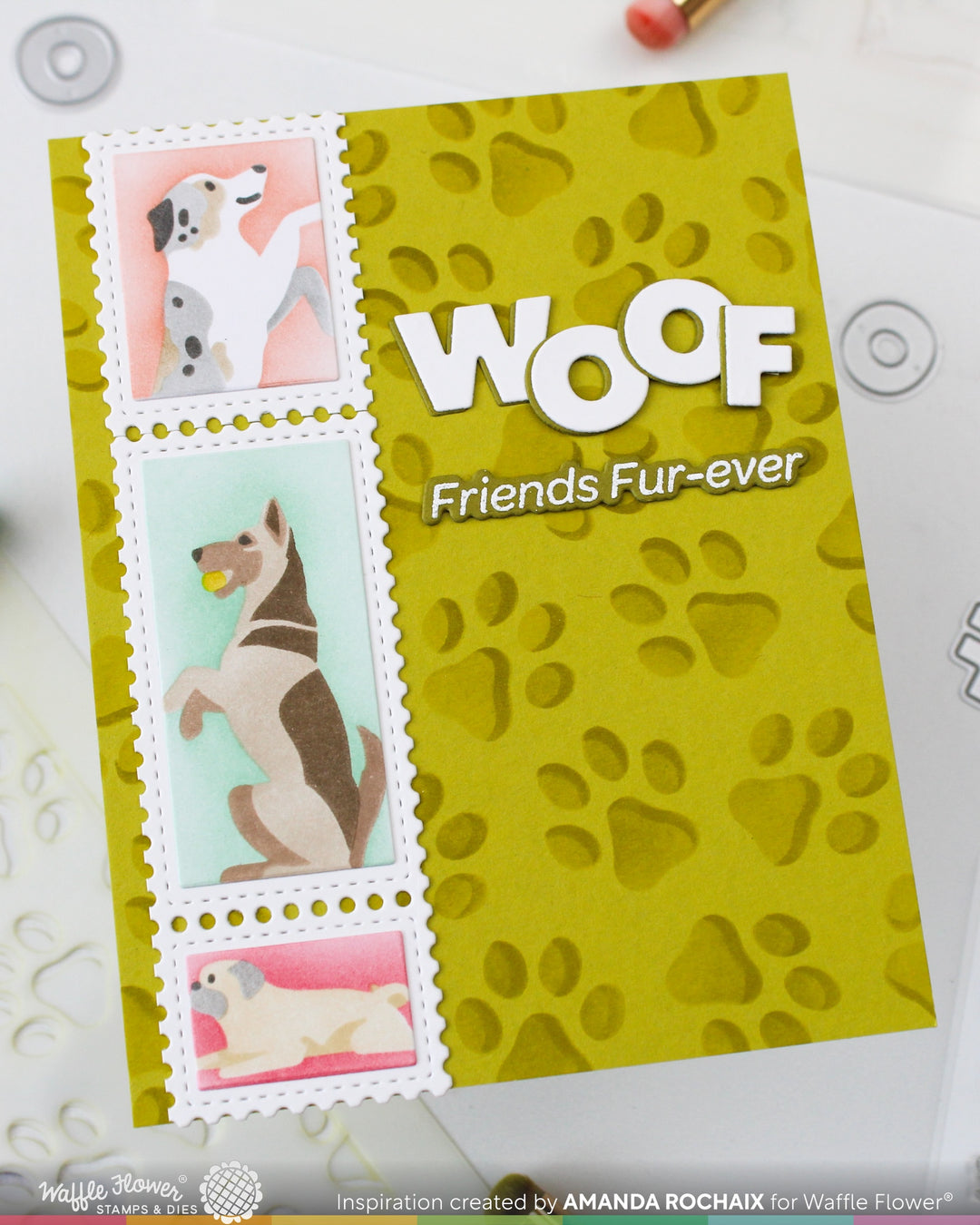 Waffle Flower - Postage Collage Woof Stencil