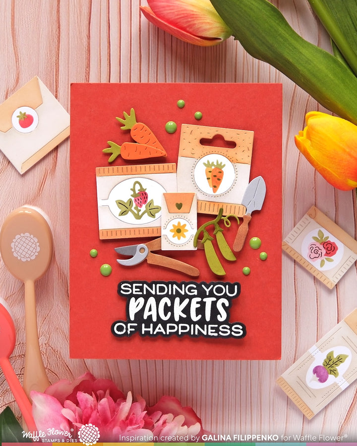 Waffle Flower - Postage Collage Seeds Stencil
