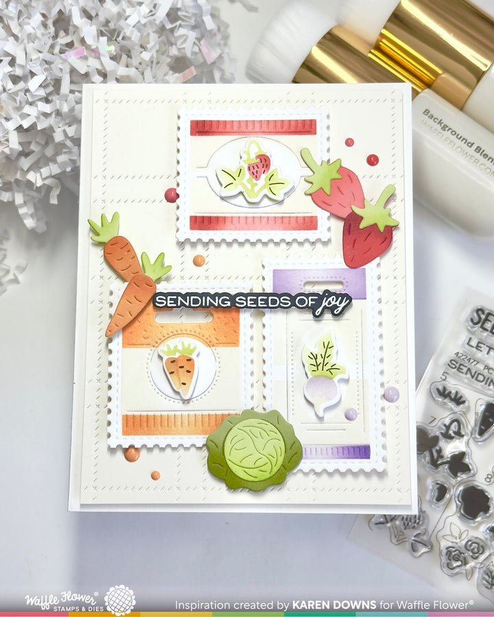 Waffle Flower - Postage Collage Seeds Details Stamp Set