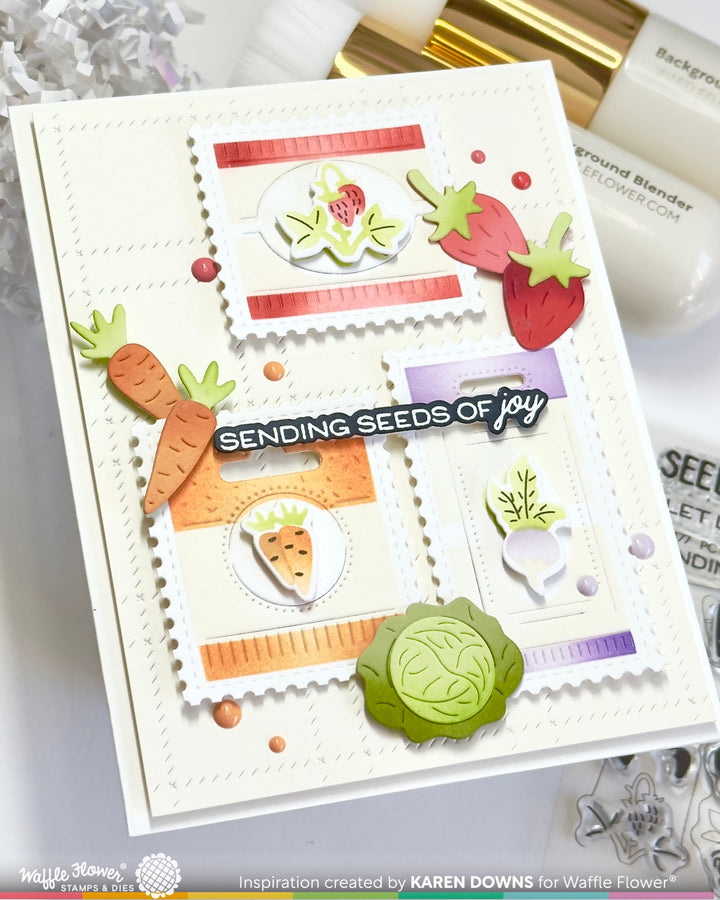 Waffle Flower - Postage Collage Seeds Details Stamp Set