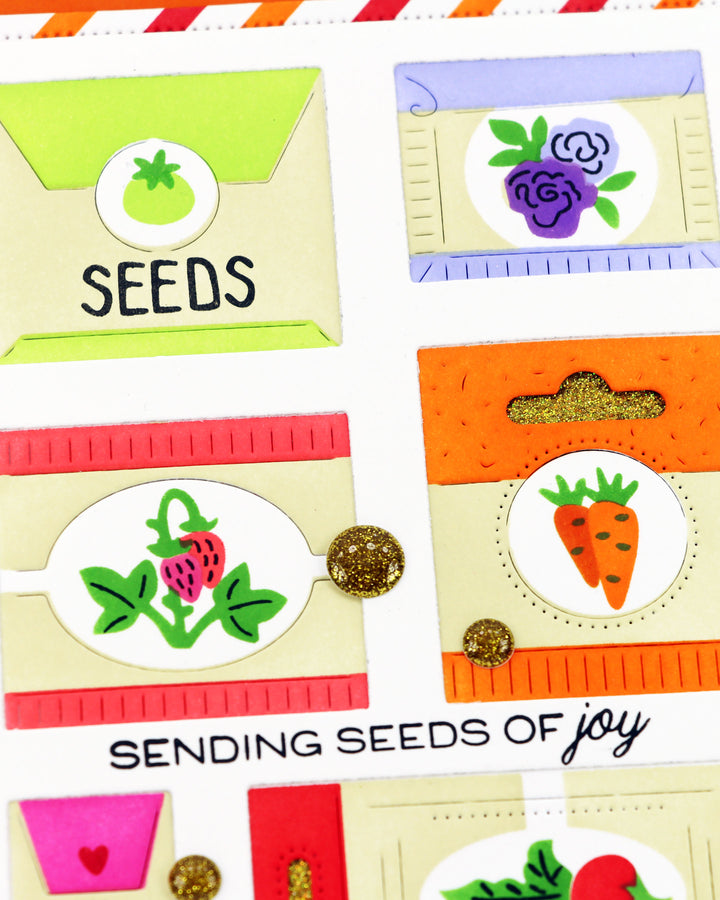 Waffle Flower - Postage Collage Seeds Stencil
