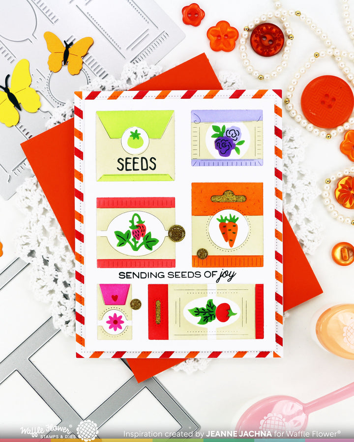 Waffle Flower - Postage Collage Seeds Details Stamp Set