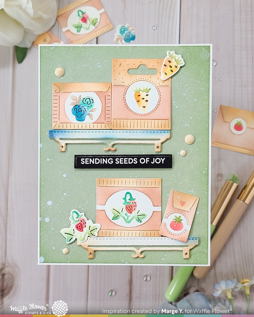 Waffle Flower - Postage Collage Seeds Stencil