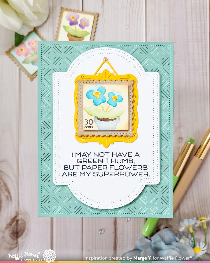 Waffle Flower - Square Postage - Pansy Stencil