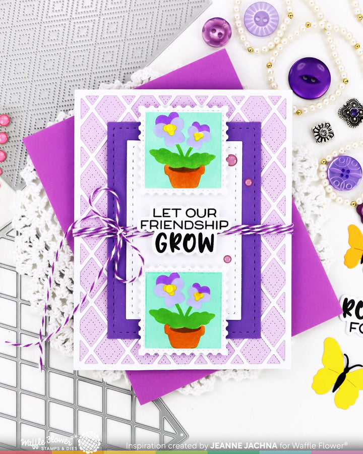 Waffle Flower - Square Postage - Pansy Stencil