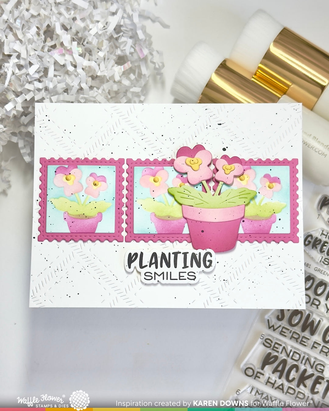 Waffle Flower - Square Postage - Pansy Stencil