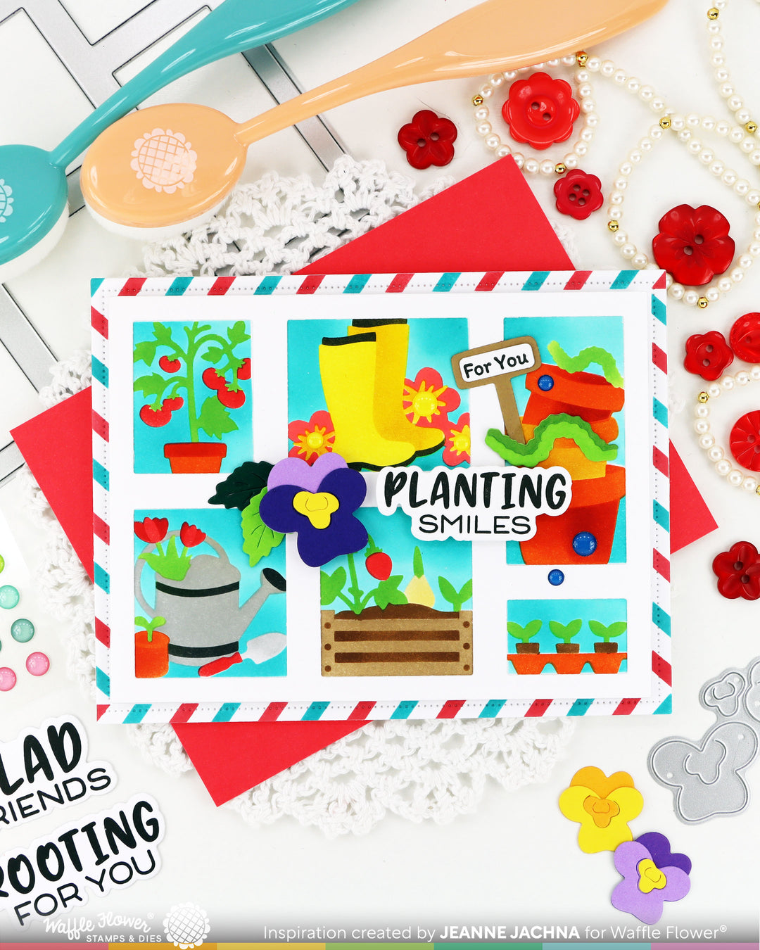 Waffle Flower - Postage Collage Gardening Stencil