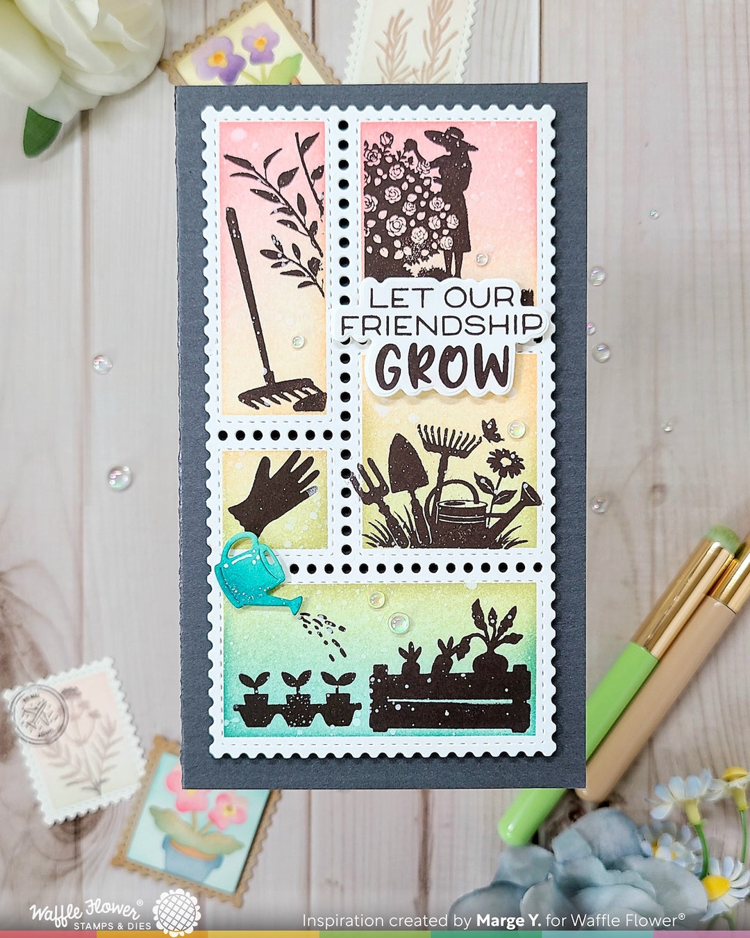 Waffle Flower - Postage Collage Garden Silhouettes Stamp Set