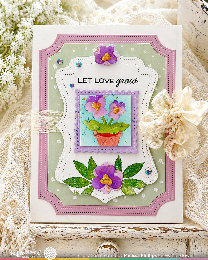 Waffle Flower - Square Postage - Pansy Stencil