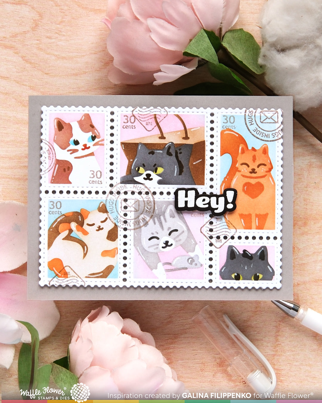 Waffle Flower - Postage Collage Meow Stencil