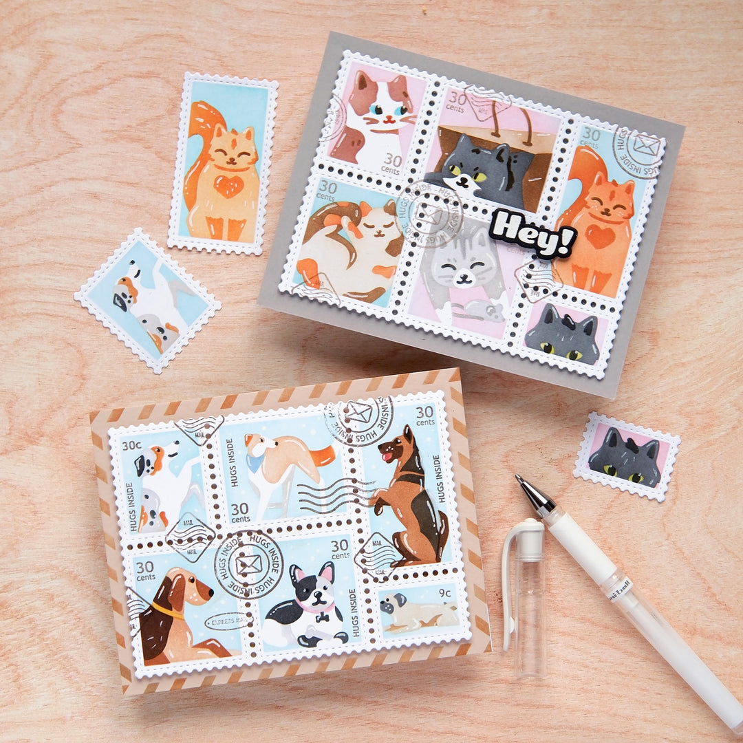 Waffle Flower - Postage Collage Woof Stencil