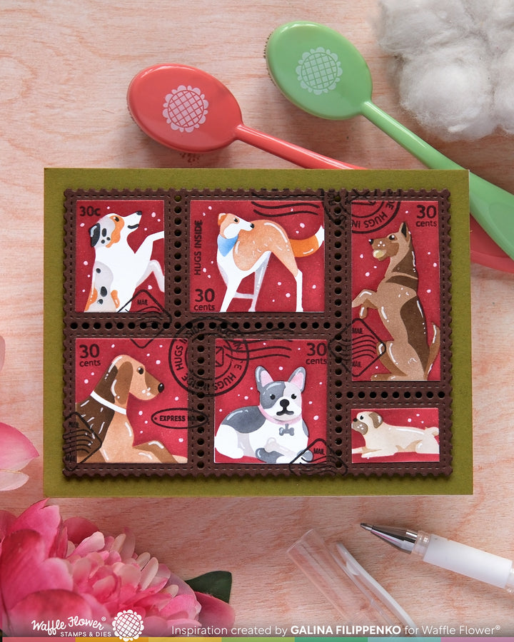 Waffle Flower - Postage Collage Woof Stencil