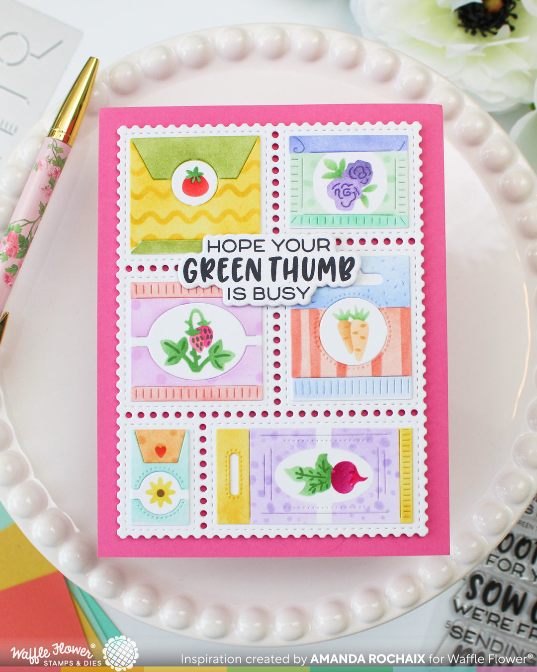 Waffle Flower - Postage Collage Seeds Stencil