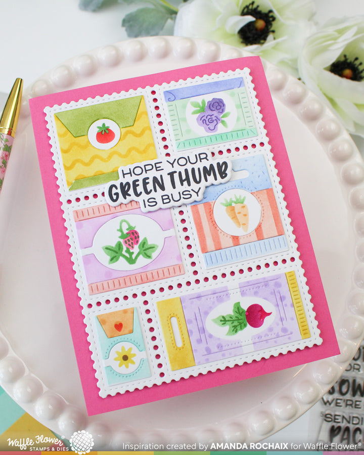 Waffle Flower - Postage Collage Seeds Stencil