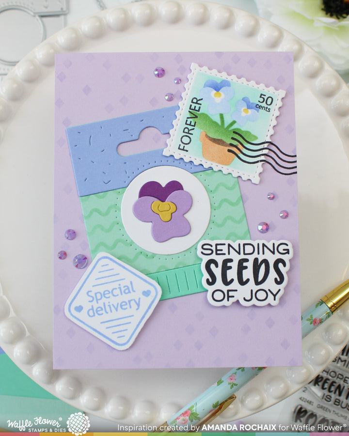 Waffle Flower - Square Postage - Pansy Stencil