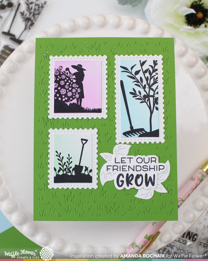 Waffle Flower - Postage Collage Garden Silhouettes Stamp Set