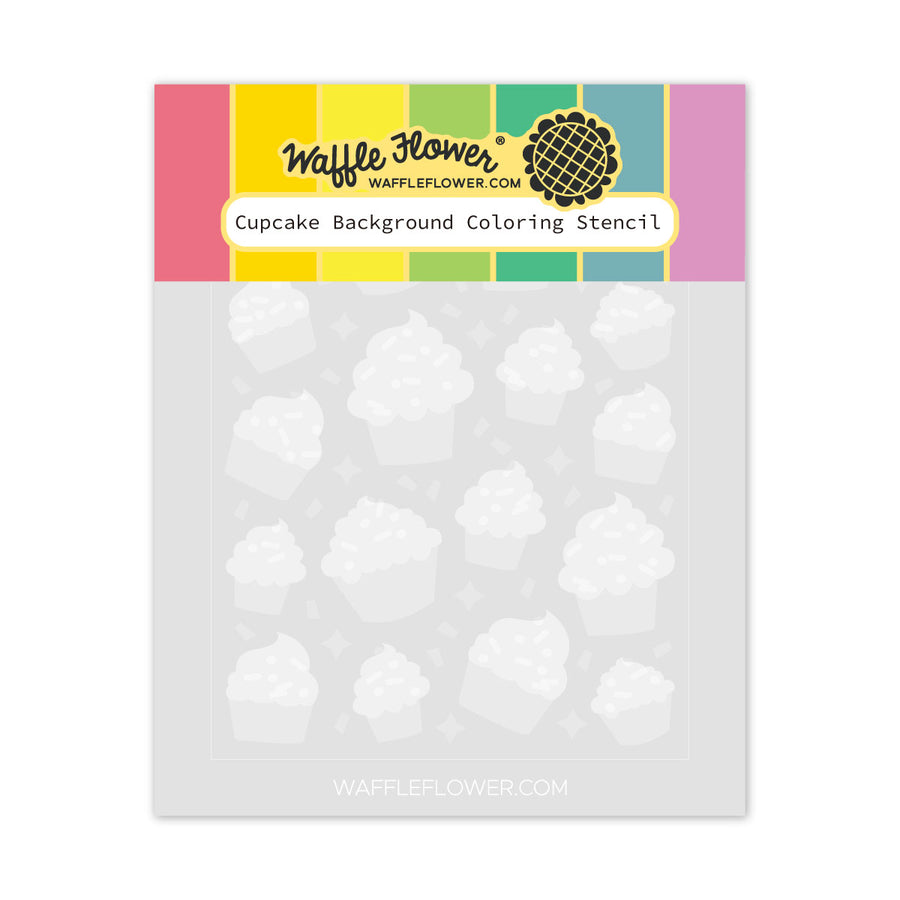 Waffle Flower - Cupcake Background Coloring Stencil