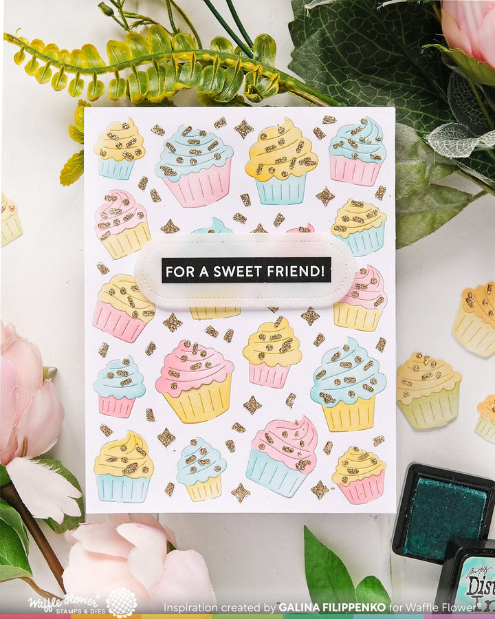 Waffle Flower - Cupcake Background Texture Die