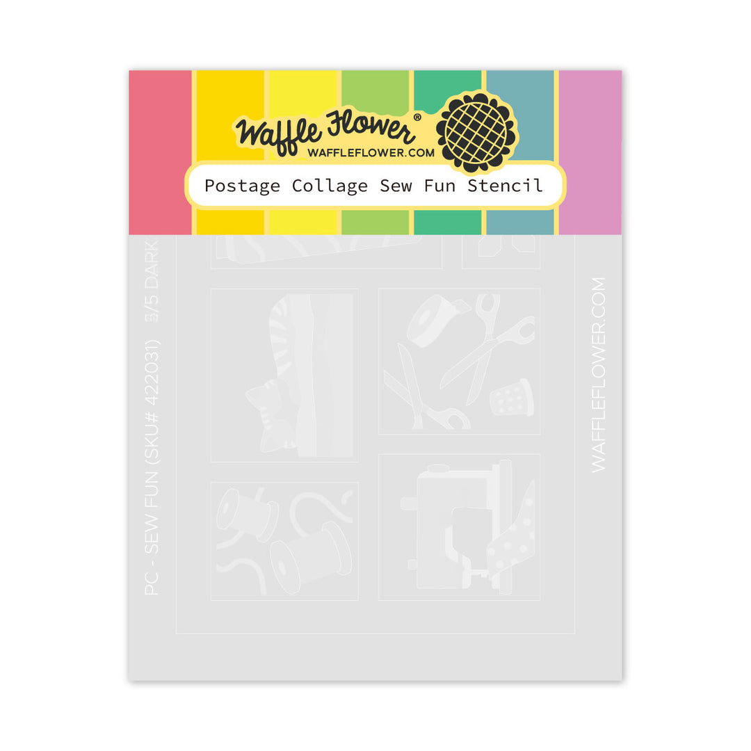  Waffle Flower - Quilted Hugs Release 2025  - Postage Collage Sew Fun Stencil  422031