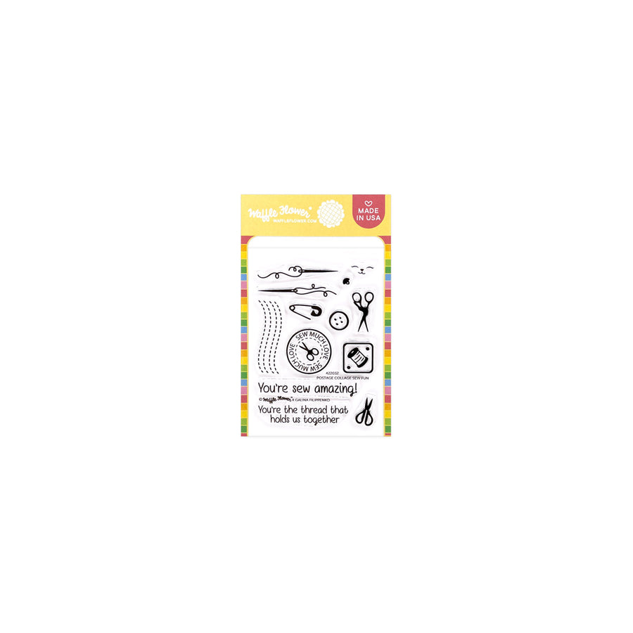  Waffle Flower - Quilted Hugs Release 2025  - Postage Collage Sew Fun Stamp Set  422032