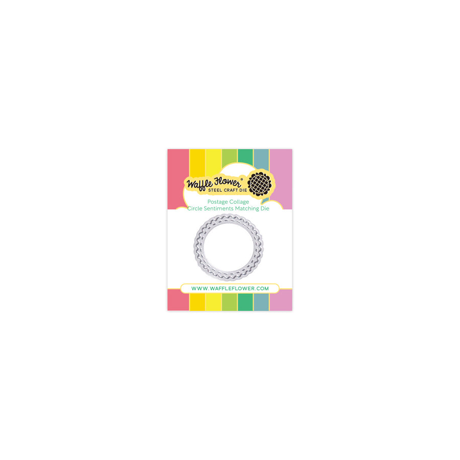  Waffle Flower - Quilted Hugs Release 2025  - Postage Collage Circle Sentiments Matching Die  422068