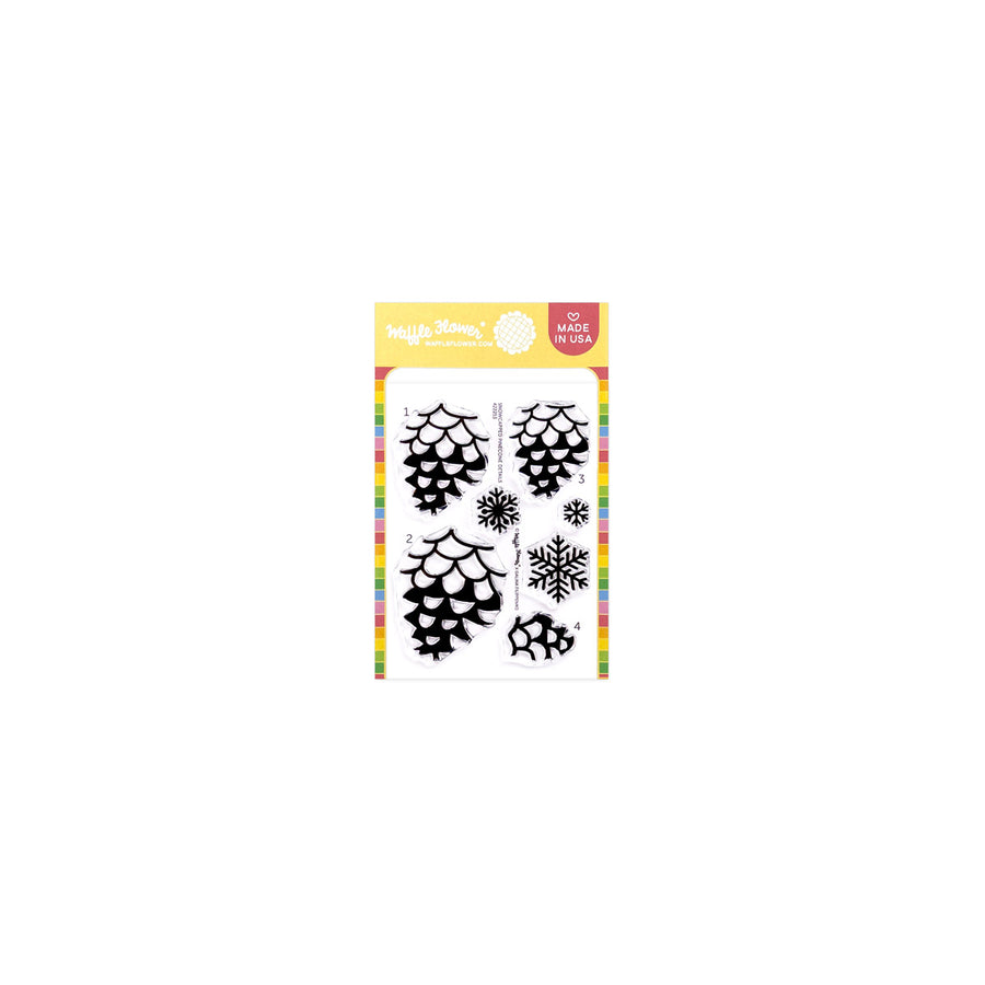 waffle flower snowcapped pinecone details stamp set 422253