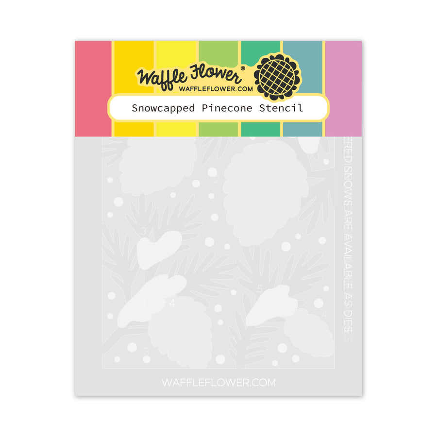 waffle flower snowcapped pinecone stencil 422254