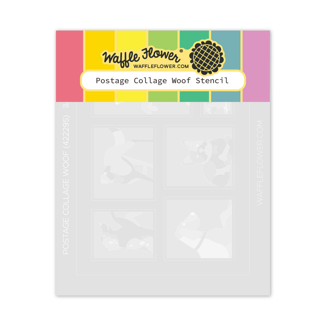 waffle flower postage collage woof stencil 422295
