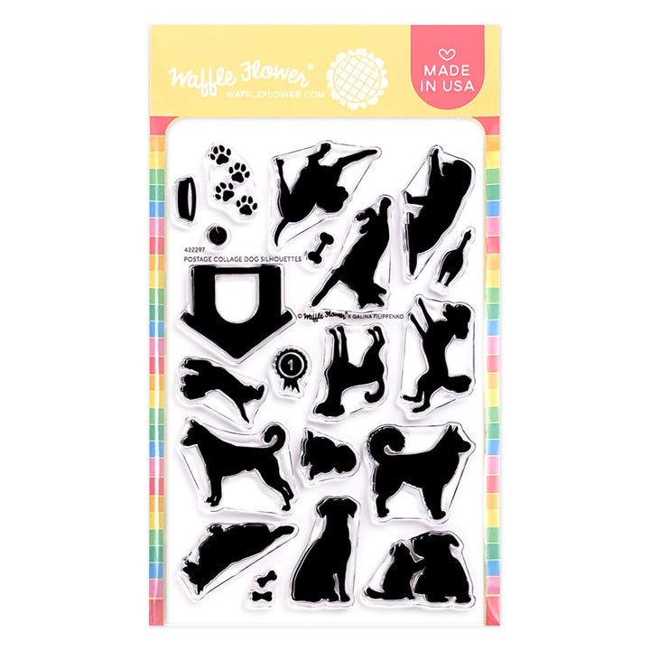 waffle flower postage collage dog silhouettes stamp set 422297