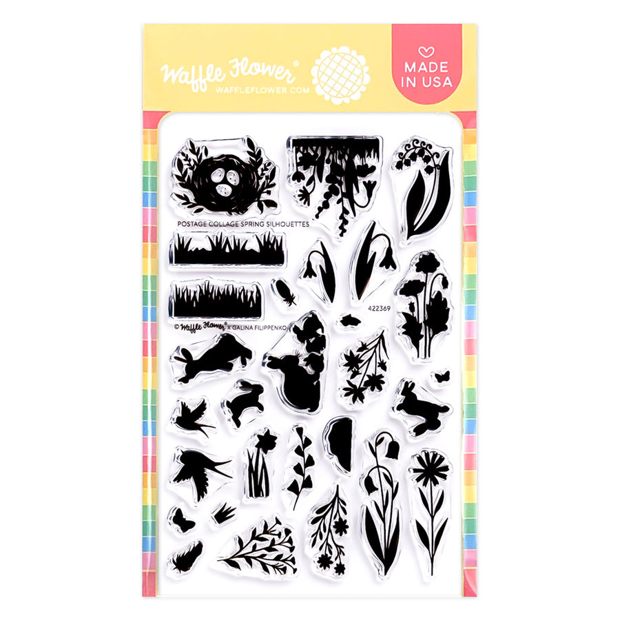 waffle flower postage collage spring silhouettes stamp set 422369